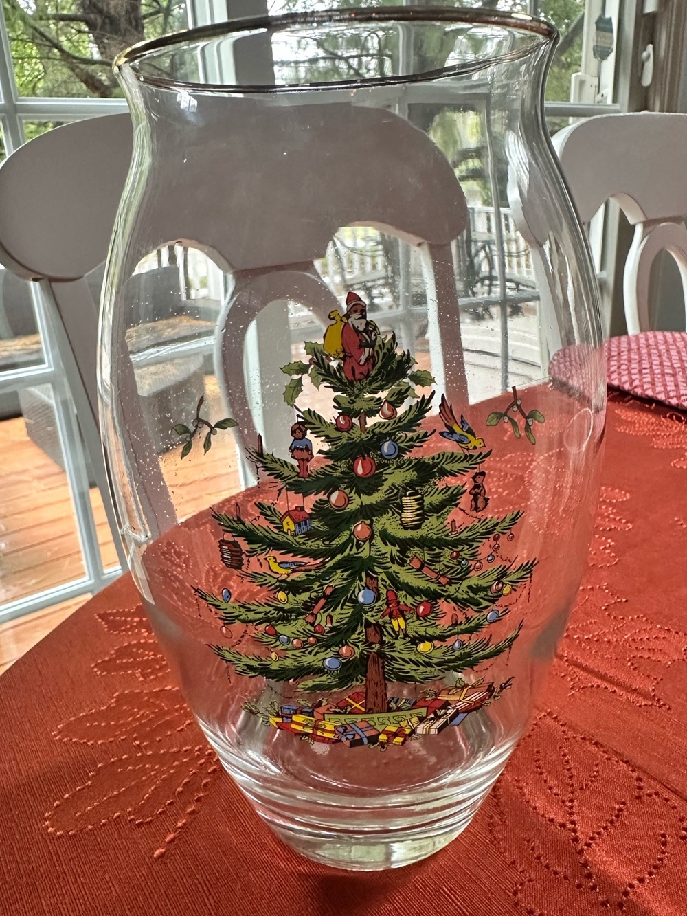 Spode Christmas Tree Clear Glass Vase 8¼” – Excellent Condition 🎄